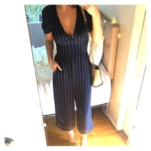 Navy pinstripe jumpsuit